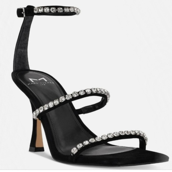 Marc Fisher Shoes - NWT MARC FISHER HEELS BLACK SUEDE WITH FAKE DIAMONDS ALL ACROSS SIZE Womens 7‌‌‌